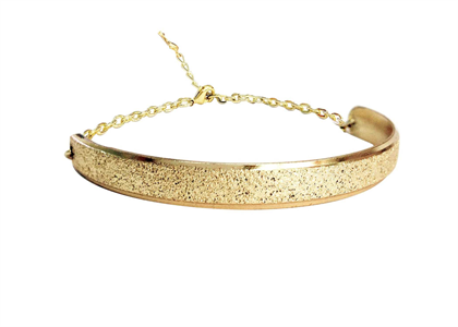 Gold Plated Diamond Cut Charm Bangle Bracelet